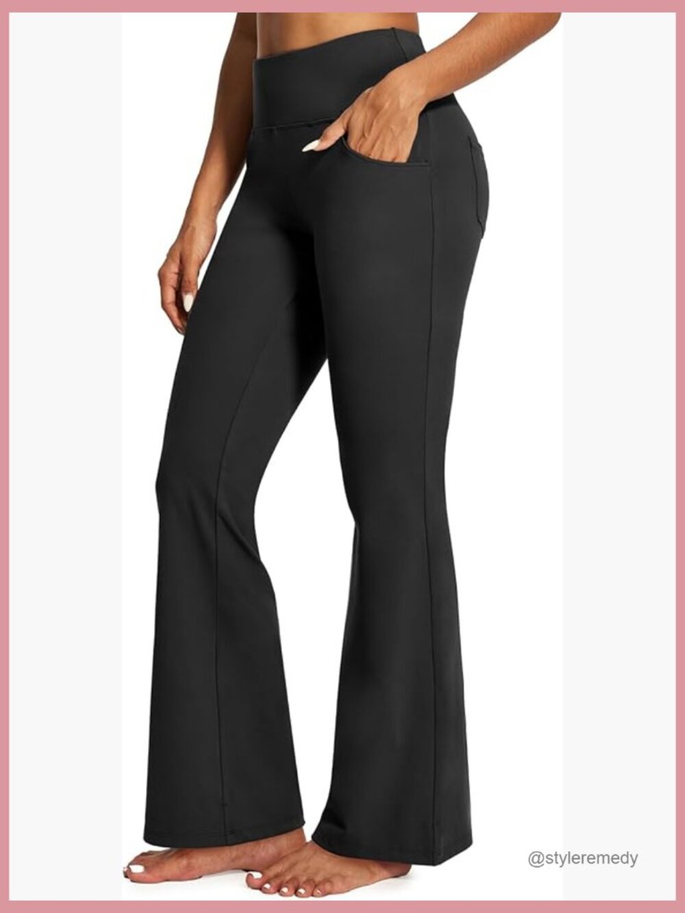 High Waist Bootcut Yoga Pants with Tummy Control and Pockets